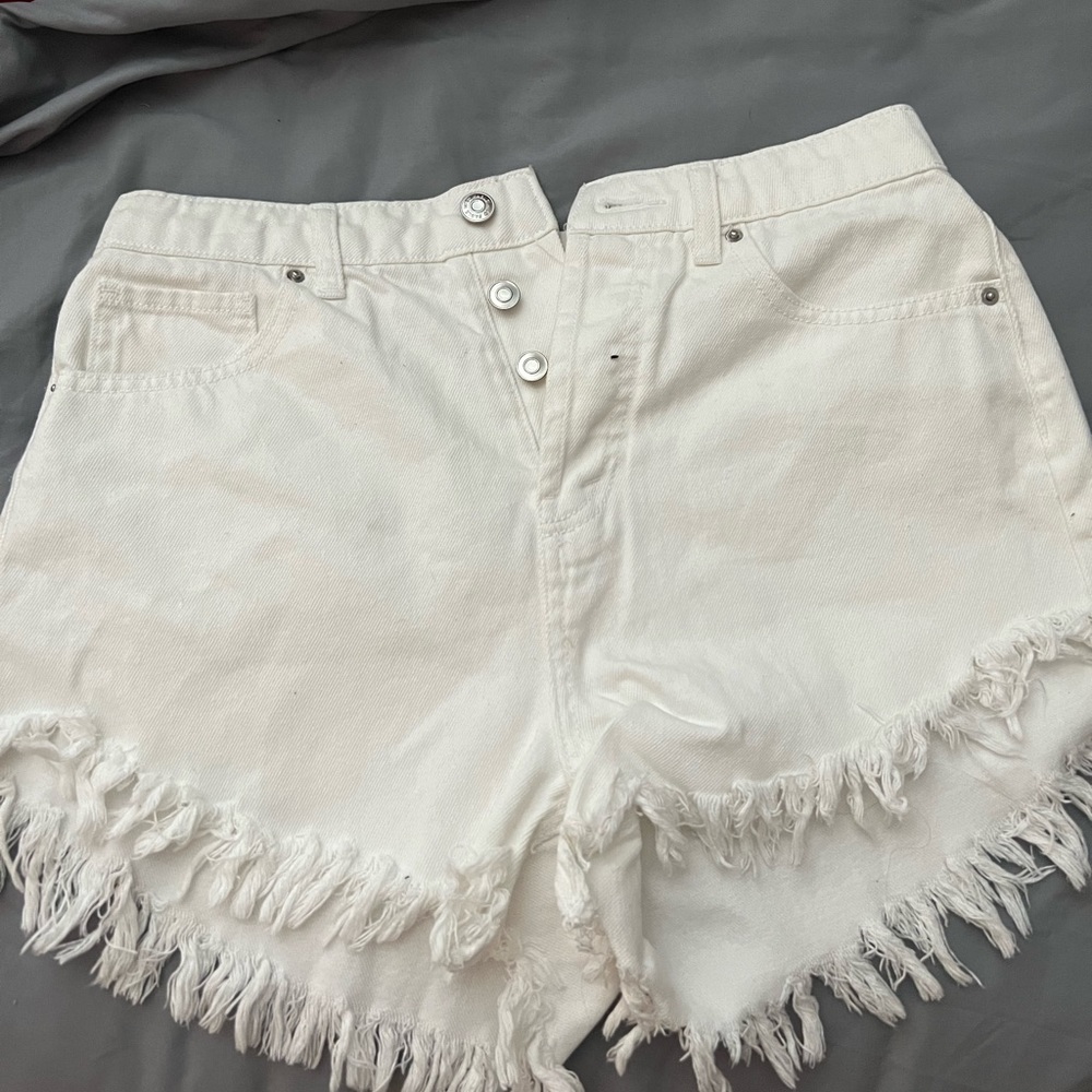 White Distressed Denim Shorts